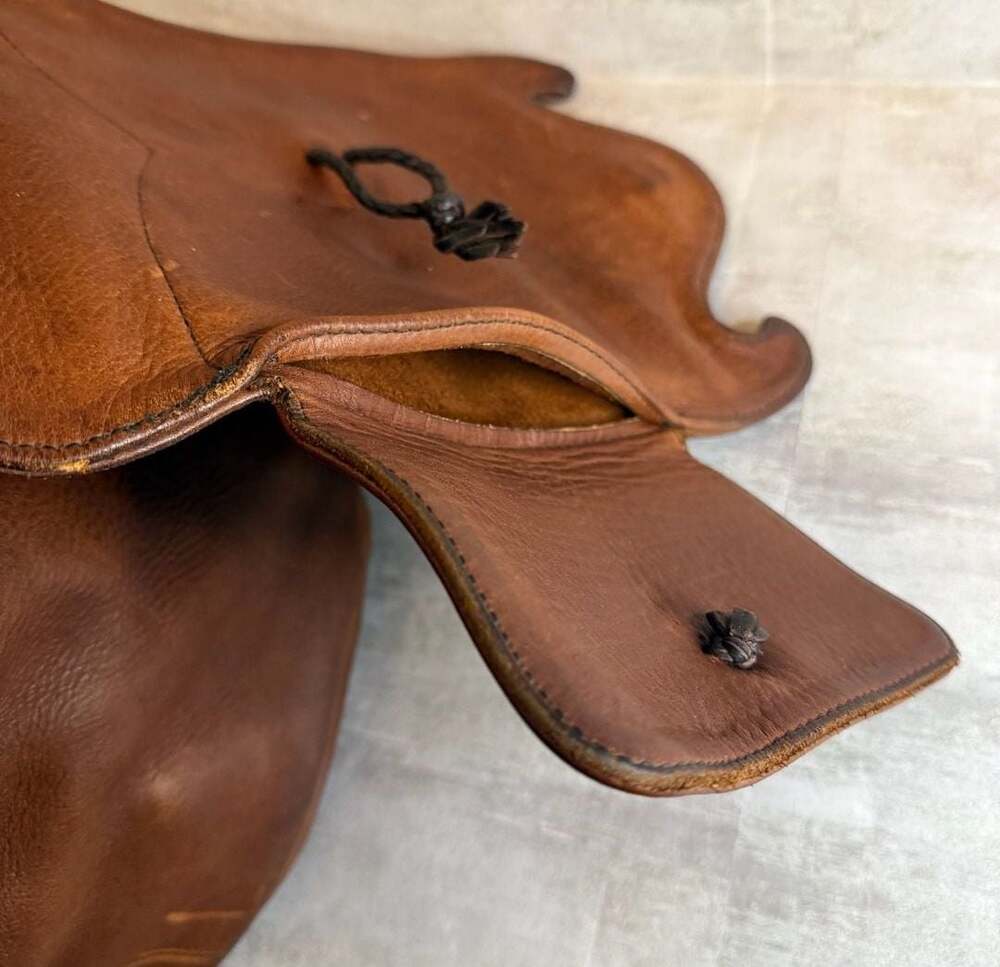Vintage Handcrafted Fully Leather Backpack with Antler Button Clasp - Picture 8 of 14